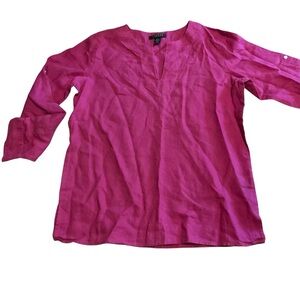 Lauren Ralph Lauren linen Blouse with Mandarin‎ Collar